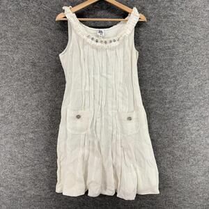 Ivy Jane Dress Women L Large White Sheath Midi Sleeveless Pleated Pockets